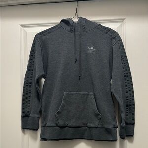 Adidas Charcoal Hoodie with Textured Sleeves